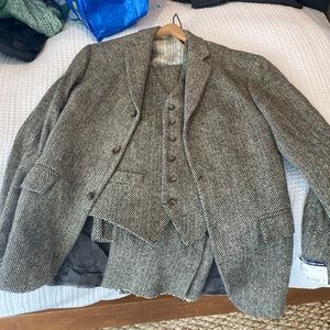 Mens 3 piece Polo Wool Houndstooth Suit NWT